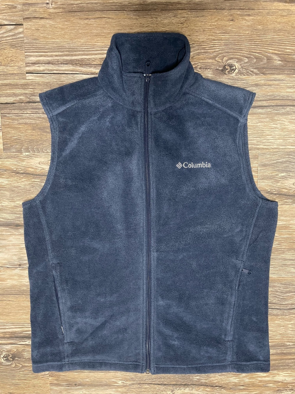 COLUMBIA Zip-Up Fleece Vest Blue Size Medium